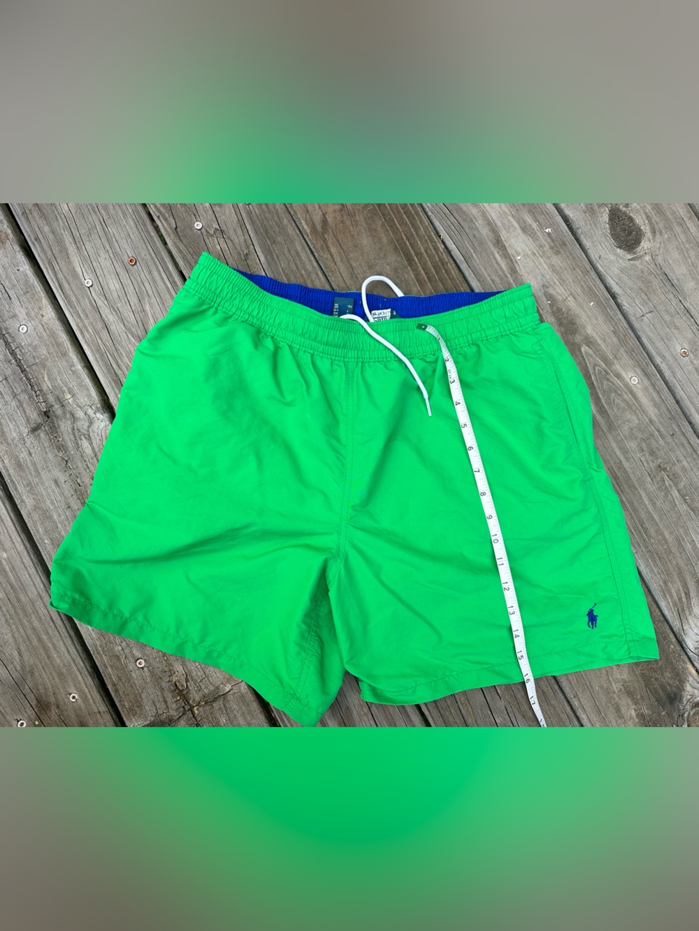 Polo by Ralph Lauren Bright Green Swim Trunks with blue accents